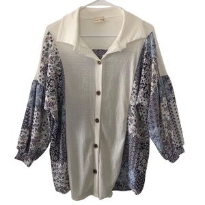Lovely Melody Button-Down Boho Blouse Top WOMENS Size Medium